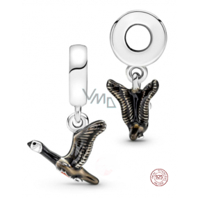 Sterling Silver 925 Canada Goose and Maple Leaf Pendant Travel Bracelet