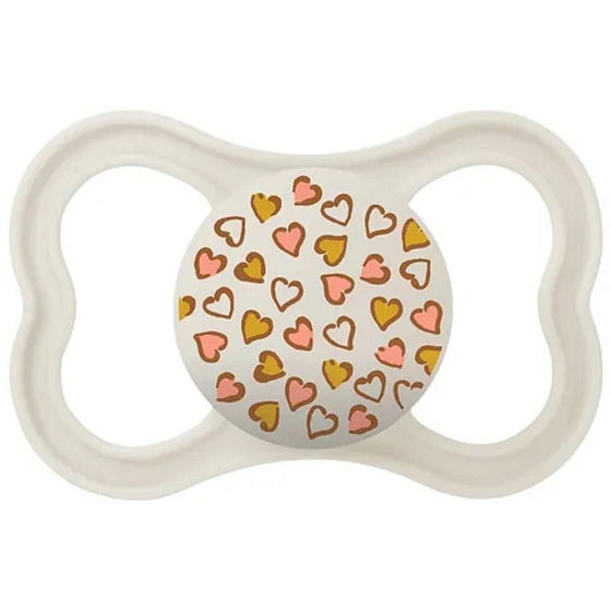 Mam Air silicone pacifier white with hearts 6m+