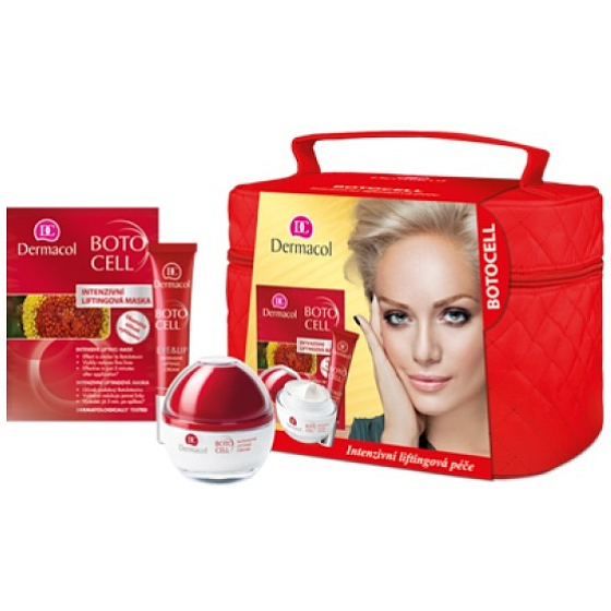 Dermacol Day Cream 50 ml + eye and lip cream 15 ml + lifting mask 2 x 8 g + quilted bag, cosmetic set