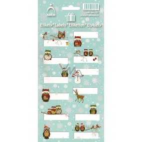 Arch Christmas labels stickers Owls green arch 12 labels