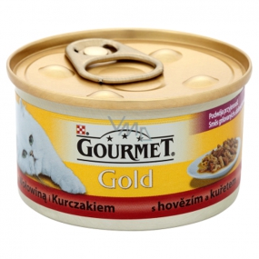 Gourmet Gold Cat Beef and Chicken Canned Food for Adult Cats 85 g