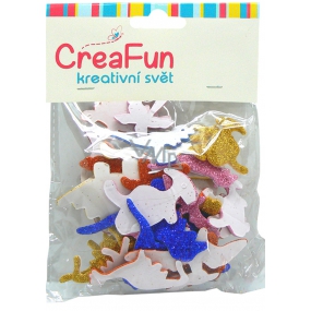 CreaFun Self-adhesive decoration Dino Eva with glitter mix of colors 37 x 30, 65 x 40 mm 40 pieces