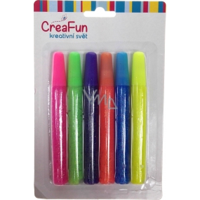 CreaFun Decorative paints Glittering neon for paper, textile, glass 6 x 15 ml