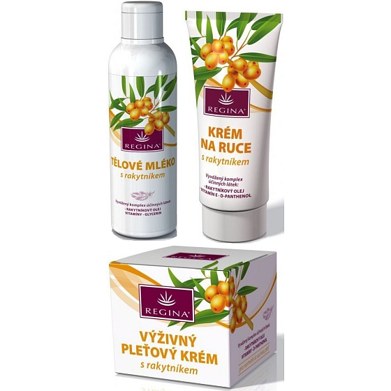 Regina Sea buckthorn nourishing face cream 45 g + Sea buckthorn hand cream 60 ml + Sea buckthorn body lotion 200 ml, triopack