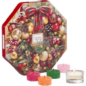 Yankee Candle Advent calendar Wreath tea candle 24 pieces + glass candlestick 1 piece, gift set 2019