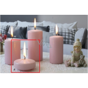 Lima Ice pastel candle pink floating lens 70 x 30 mm 1 piece