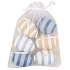 Striped plastic eggs for hanging 6 cm, 6 pieces in organza
