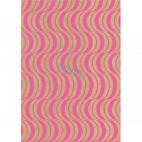 Ditipo Gift Wrapping Paper 70 x 200 cm KRAFT Pink Ornaments