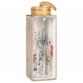 Albi Glass bottle with bamboo cap Poppy 500 ml