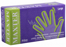 Maxter Hygienic disposable latex hypoallergenic powdered gloves, size L, box 100 pieces