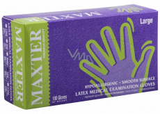Maxter Hygienic Disposable Latex Hypoallergenic Powdered Gloves, Size L, Box of 100 Pieces