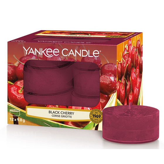 Yankee Candle Black Cherry - Ripe cherry scented tea light 12 x 9,8 g