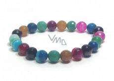 Agate multicoloured facet chakra bracelet elastic natural stone, ball 8 mm / 16 - 17 cm