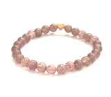 Crystal strawberry bracelet elastic natural stone, bead 6 mm / 16-17 cm, AAA quality, stone stones