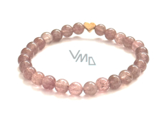 Crystal strawberry bracelet elastic natural stone, bead 6 mm / 16-17 cm, AAA quality, stone stones