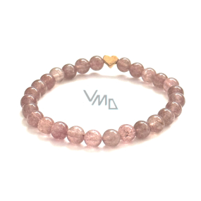 Crystal strawberry bracelet elastic natural stone, bead 6 mm / 16-17 cm, AAA quality, stone stones