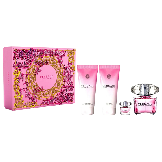 Versace Bright Crystal eau de toilette 90 ml + body lotion 100 ml + shower gel 100 ml + eau de toilette 5 ml miniature, gift set for women