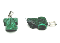 Malachite Frog for luck pendant natural stone approx. 20 x 15 mm, stone of fulfilled wishes