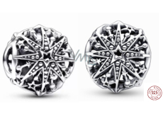 Charm Sterling silver 925 Celestial snowflake, bead for bracelet Christmas