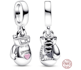 Charm Sterling silver 925 Boxing gloves, pendant on bracelet sport