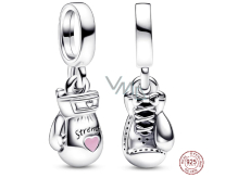 Charm Sterling silver 925 Boxing gloves, pendant on bracelet sport