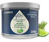 Glade Aromatherapy Calm Mind Bergamot + Lemongrass scented large candle in glass, burning time 60 h 260 g