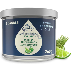 Glade Aromatherapy Calm Mind Bergamot + Lemongrass scented large candle in glass, burning time 60 h 260 g