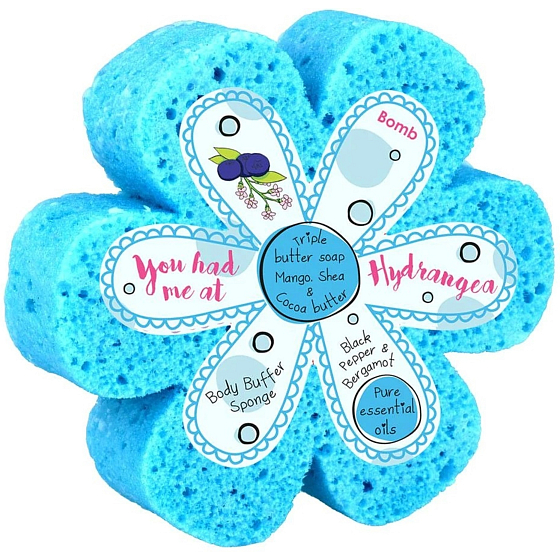 Bomb Cosmetics You had me at Hydrangea natural shower massage sponge with fragrance 200 g