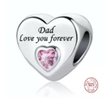 Charm Sterling Silver 925 Dad Loves You Forever Heart, Bead for Family Bracelet