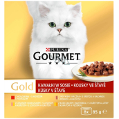 Purina Gourmet Gold krmivo pro kočky hovězí, krůta s kachnou, losos s kuřetem a kuřetem a játry 8 x 85 g
