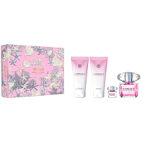 Versace Bright Crystal Pour Femme Eau de Toilette 90 ml + Body Lotion 100 ml + Shower Gel 100 ml + Eau de Toilette 5 ml Miniature, Gift Set for Women