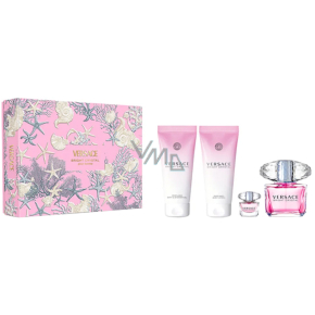 Versace Bright Crystal Pour Femme Eau de Toilette 90 ml + Body Lotion 100 ml + Shower Gel 100 ml + Eau de Toilette 5 ml Miniature, Gift Set for Women