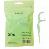 Spokar Dental Floss Picks, Plastic, Bag of 50 Pieces