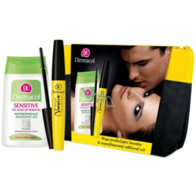 Dermacol Vampire mascara 8 ml + Sensitive eye make-up remover 125 ml + bag, cosmetic set