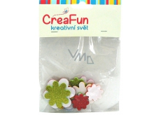 CreaFun Self-adhesive decoration Flower Eva with glitter mix of colors 31 x 33, 38 x 38, 45 x 45 mm 15 pieces