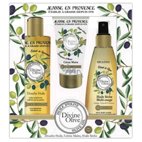 Jeanne en Provence Divine Olive shower oil 250 ml + hand cream 75 ml + nourishing oil for body, face and hair 150 ml, cosmetic set