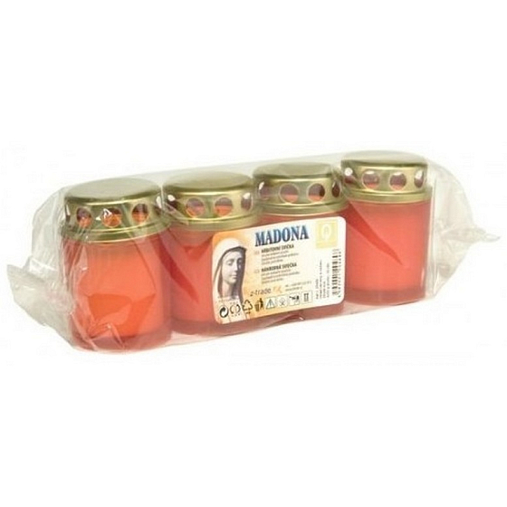 Madonna Cemetery Candle Bedronka Pressed Red 15 Hours 4 x 55 g