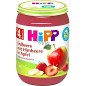 Hipp Fruit Organic Apples with strawberries and raspberries fruit side dish, reduced lactose content and no added sugar for children 190 g