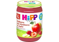 Hipp Fruit Organic Apples with strawberries and raspberries fruit side dish, reduced lactose content and no added sugar for children 190 g