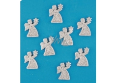 Angel silver acrylic with glitter 3 cm, 8 pieces in box