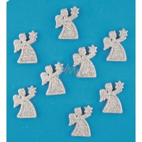 Angel silver acrylic with glitter 3 cm, 8 pieces in box