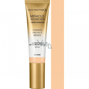 Max Factor Miracle Second Skin Hybrid Foundation Makeup 01 Fair 30 ml