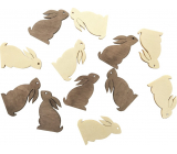 Bunny wooden beige, brown 4 cm, 12 pieces