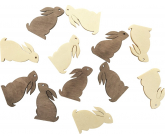 Wooden bunny beige, brown 4 cm, 12 pieces