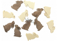 Bunny wooden beige, brown 4 cm, 12 pieces