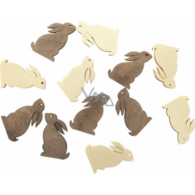 Bunny wooden beige, brown 4 cm, 12 pieces