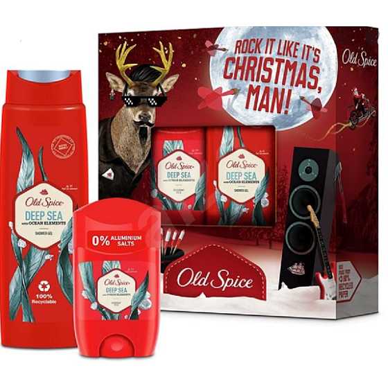 Old Spice Deep Sea Fun antiperspirant deodorant stick 50 ml + 2in1 shower gel for body and hair 250 ml, cosmetic set for men