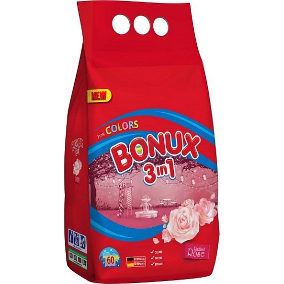 Bonux Color Radiant Rose 3 in 1 washing powder for colored laundry 60 doses of 4.5 kg