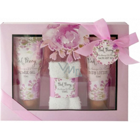 Salsa Collection Pink Peony Shower Gel 110 ml + body lotion 110 ml + washcloth, cosmetic set