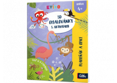 Albi Kvído 3D coloring page Flamingo and monkey recommended age 4+